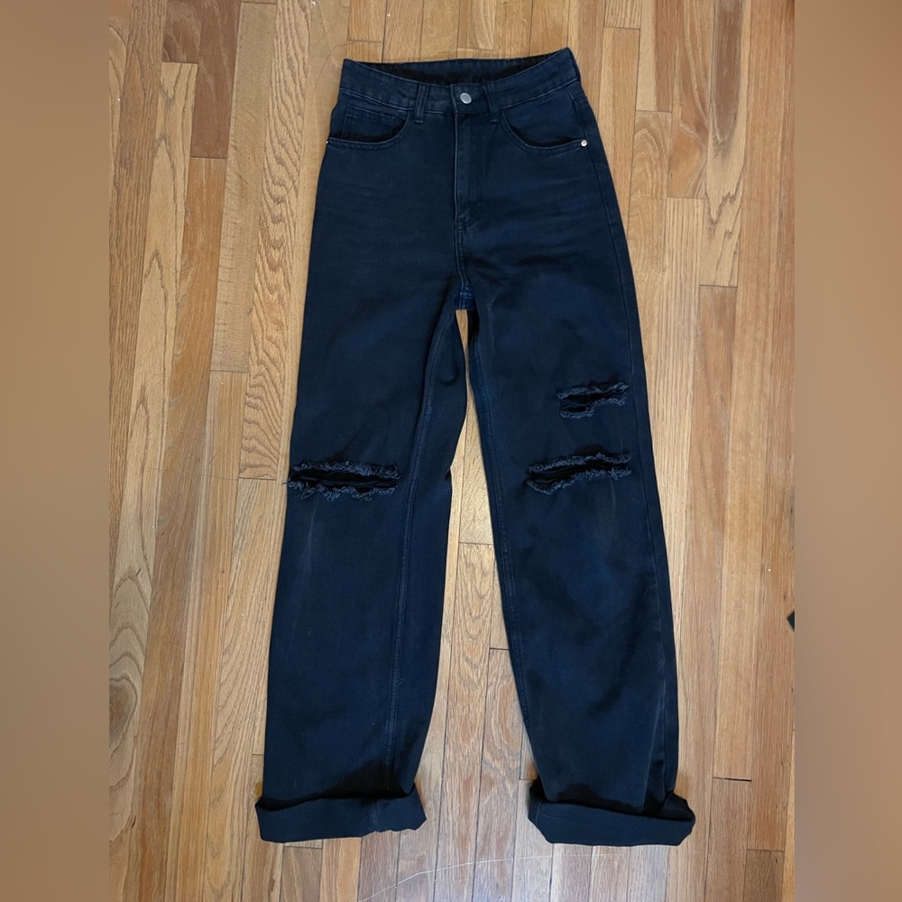 black ripped jeans